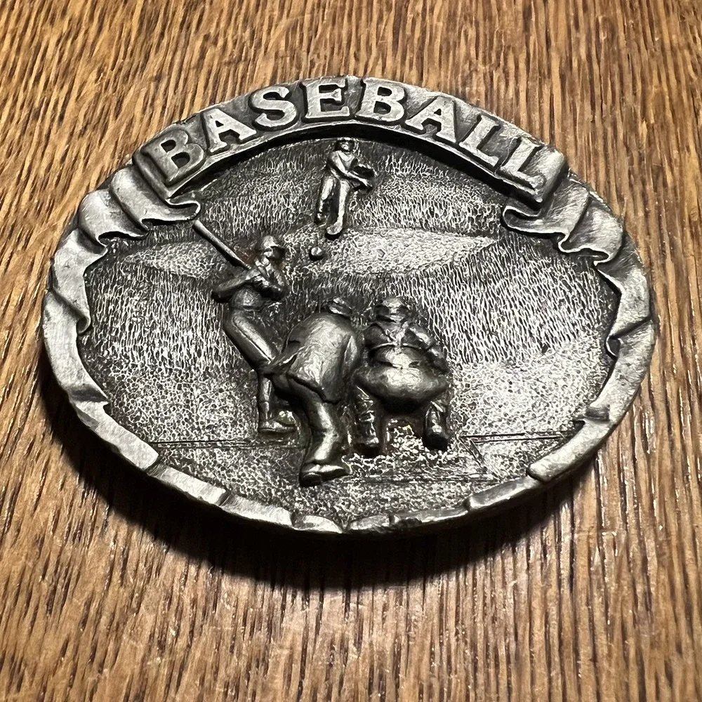 **Missing Pin** VTG 1977 Bergamot Brass Works Baseball Sport Belt Buckle